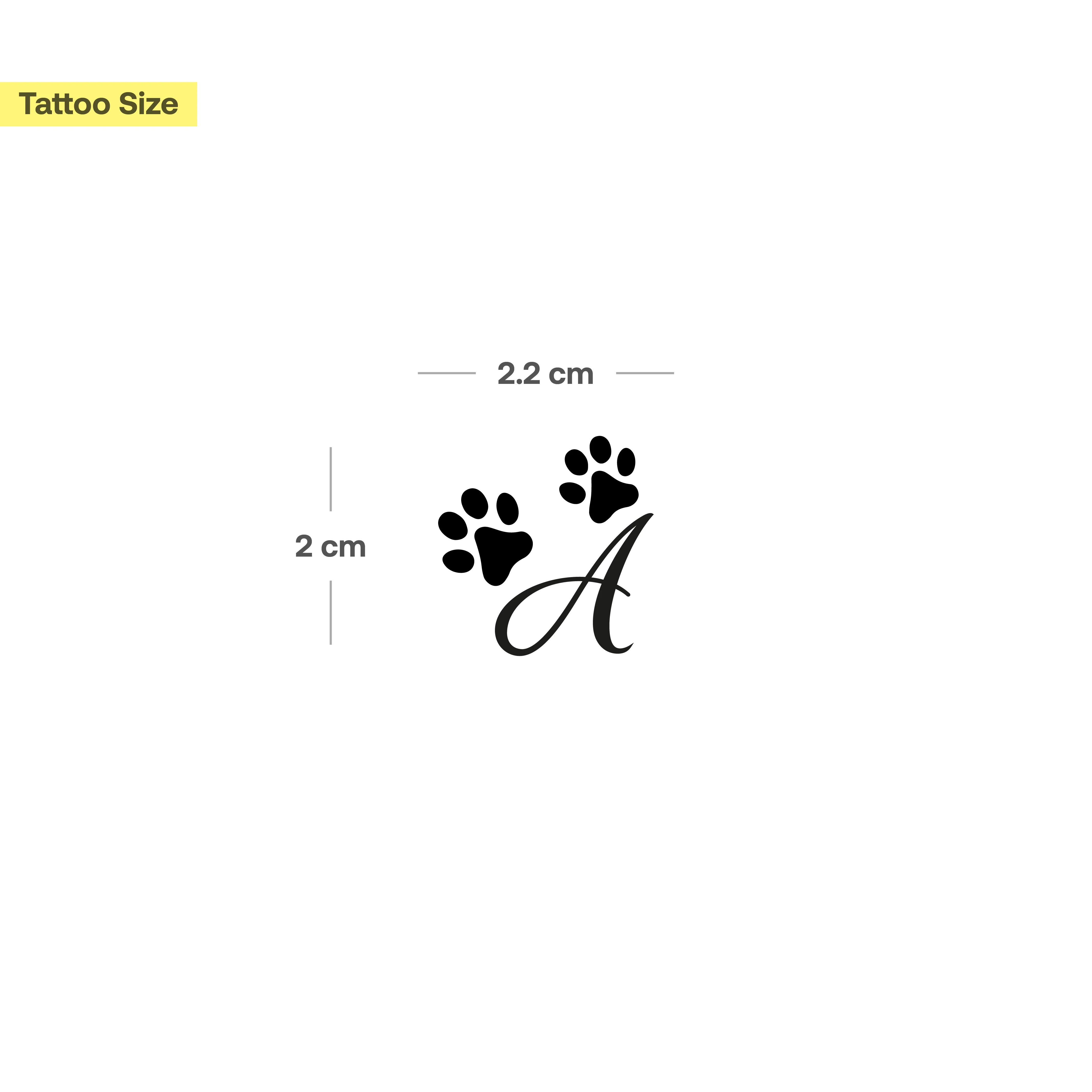 Tatouage pattes avec initiales (A-Z) - Image 3